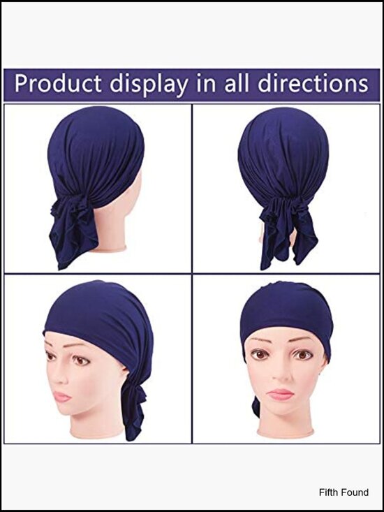 4 Pack Modal Cotton Slip-On Pre-Tied Head Wrap Scarves Women\'s Headwear main image 4